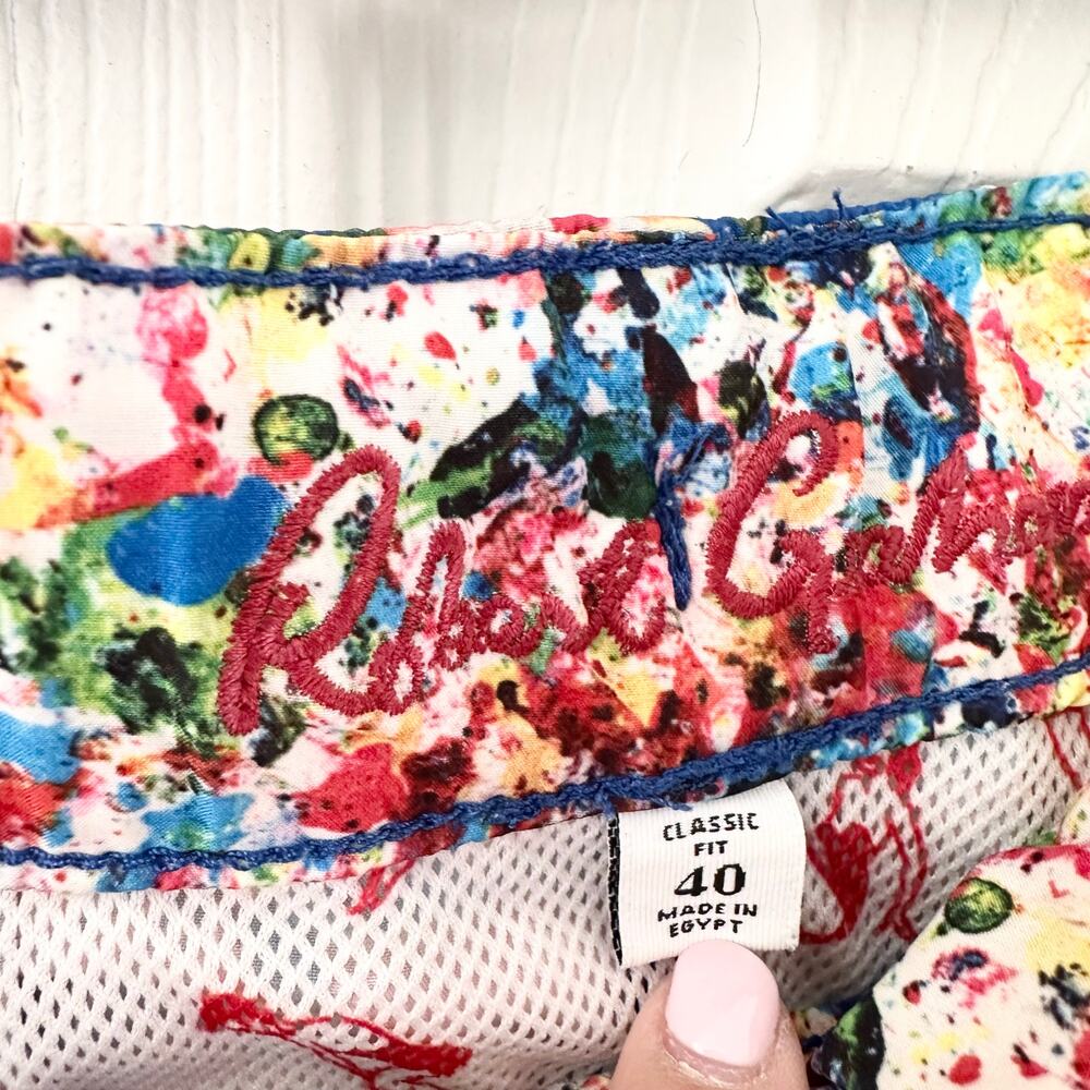 Robert Graham Blue Multi Poolside Drinks Drawstring Swim Trunks 40 Men Beach - Picture 7 of 8